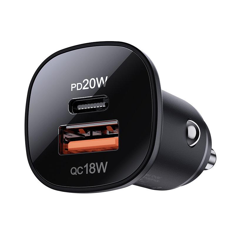 38W USBC Car Charger USB Power Delivery QC 30 Black