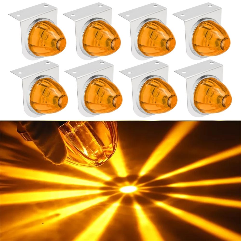 8PCS Bracket Watermelon Lights Strobe LED Side Marker Indicator Turn Signal Truck Trailer LED Star Lights For Truck 12V/24V