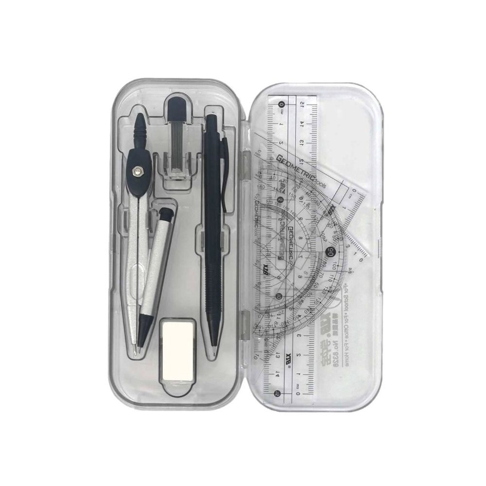 8Pcs/Set Measuring Ruler Pencil Compass Kit Multi-Function Drawing Stationery Students