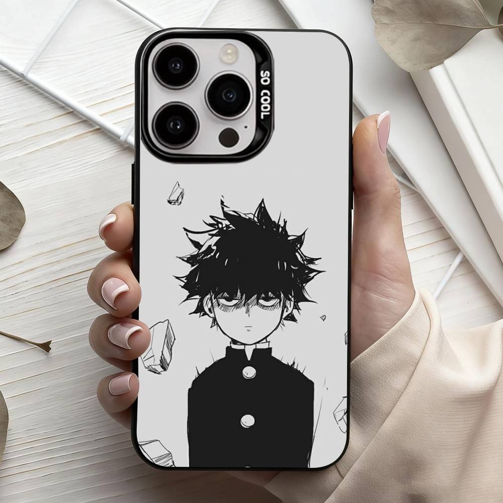 Чехол для телефона с изображением аниме m-Mob p-Psycho-o 100 Для iPhone17,16,15,14,13,12,11 Plus,Pro Max Черный Конфетный серебристый чехол для телефона
