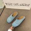 Woven Bag Head Wearing Half Slippers Women's 2025 Summer Beach One Pedal Bag Head Half Drag Muller Flat Slippers