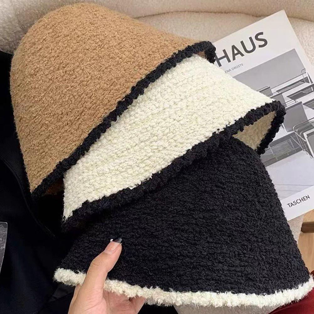 Милая женская мягкая эластичная контрастная кружевная шляпа-панама, вязаная шапка, шляпа-ведро, толстая теплая