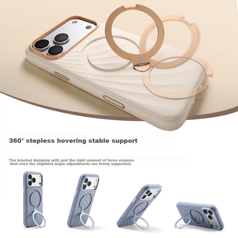 Torras QFlow Pivot Case Top Seller | Soft Liquid SiliconeCompatible with Apple iPhone 17 Pro Magnetic Charging Protective Case Apricot