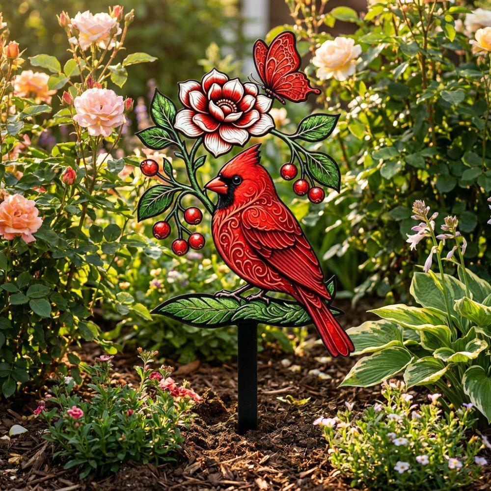 Decorative Floral Bird Garden Stake Acrylic Yard Lawn Ornament Outdoor Lawn Use