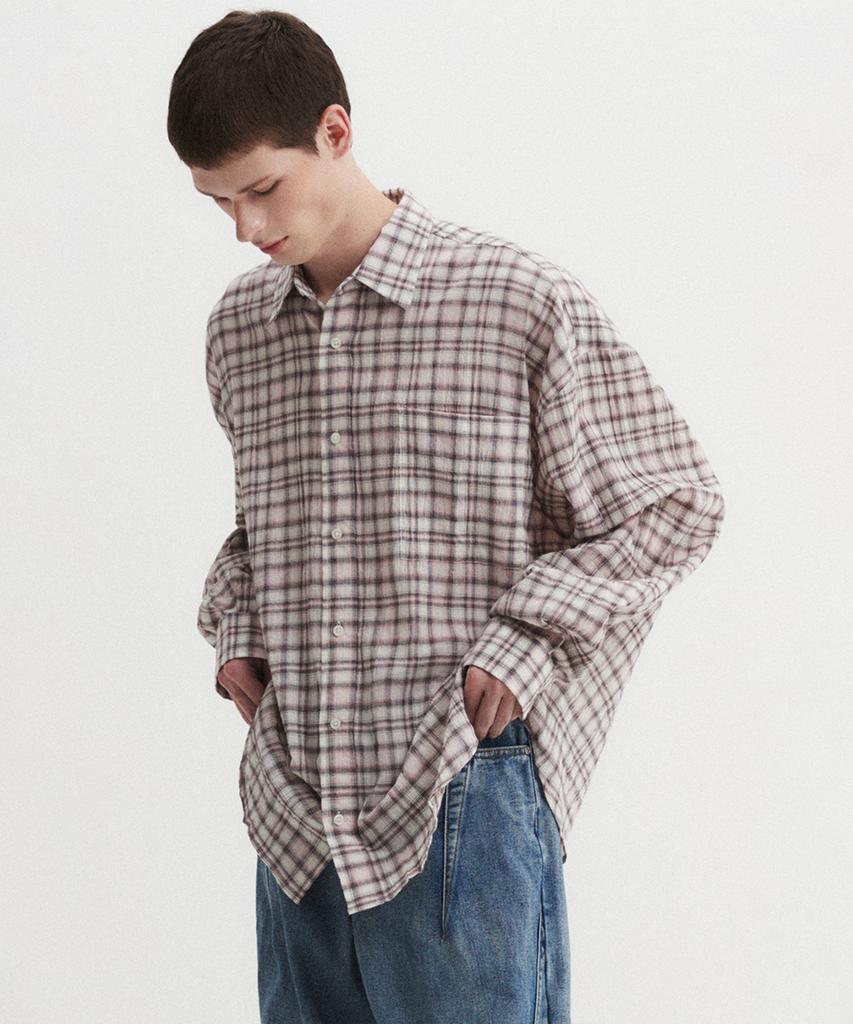 DNSR Oversized Vintage Check Shirt Pink