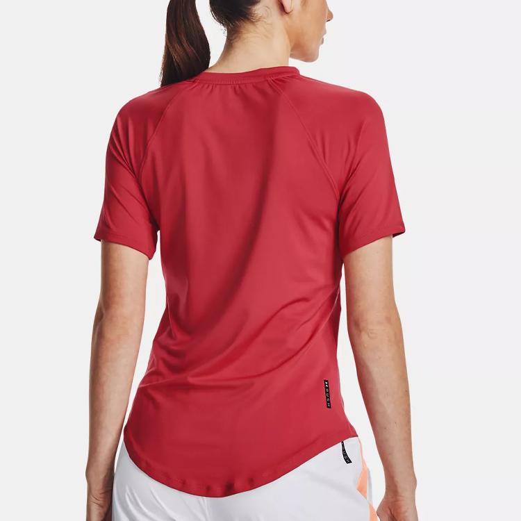 Under Armour Футболка Rush Solid Training с круглым вырезом и коротким рукавом, женские топы Chakra-Red 1368178-638