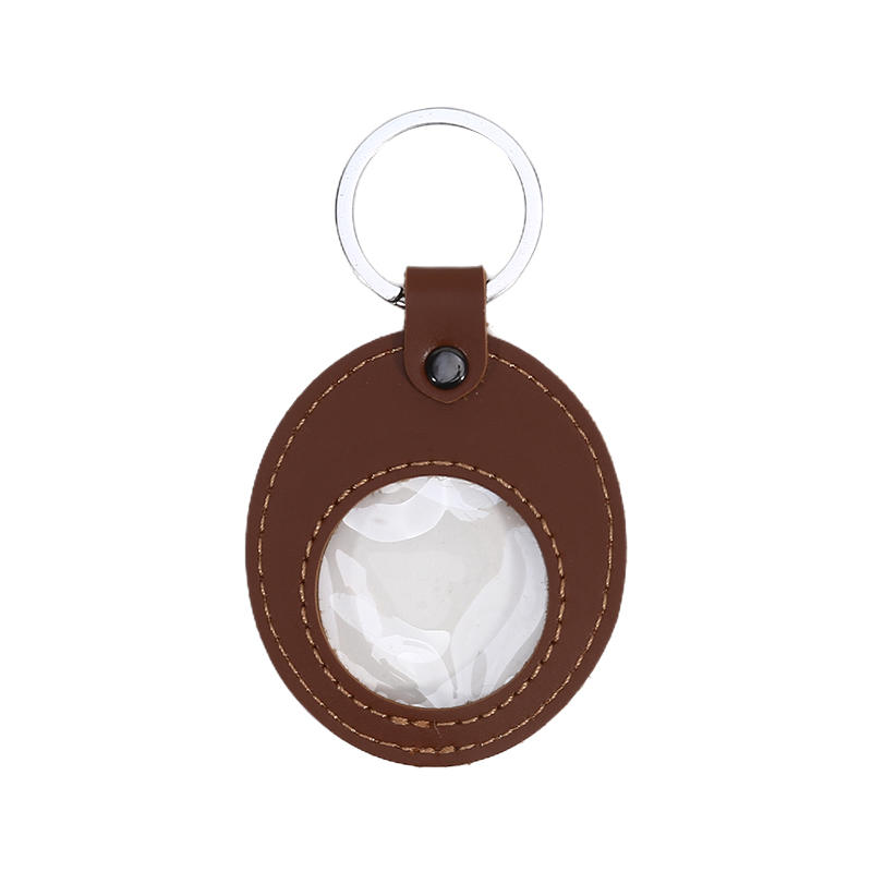 Leather Coin Holder Keychain Double Side Coin Display Case Medallion Sobriety Coin Recovery Chip Airtag Challenge Coin