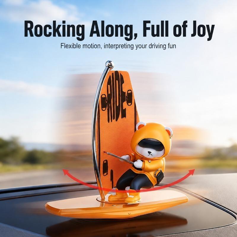 New Arrival Swing Surfing Bear Figurine Creative Auto Center Console Ornament Interior Dashboard Decor Art Craft Desktop