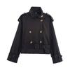 Kaslead New Women clothes Western Style Versitile Fashion Short with Waist Buckle Trench coat Outerwear