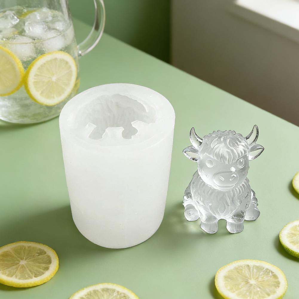 Party Ice Cube Tray Silicone Highland Cow Ice Cube Tray 3d Shaped Mold for Whiskey Cocktails Reusable Flexible Dessert Party