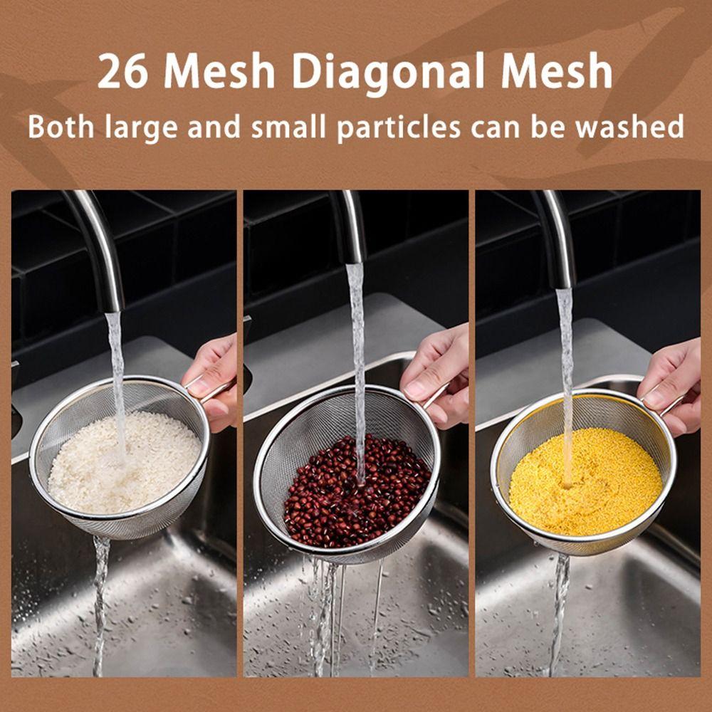 with Handle Bowl 304 Stainless Steel Fine Mesh Strainer Colander Basket Kitchen Tool