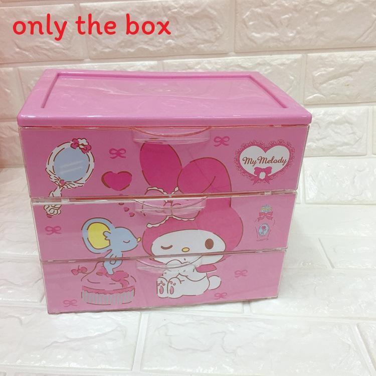 Hello Kitty Leopard Unicorn Melody Pattern Three Layer Drawer Style Storage Box For Desk Organization