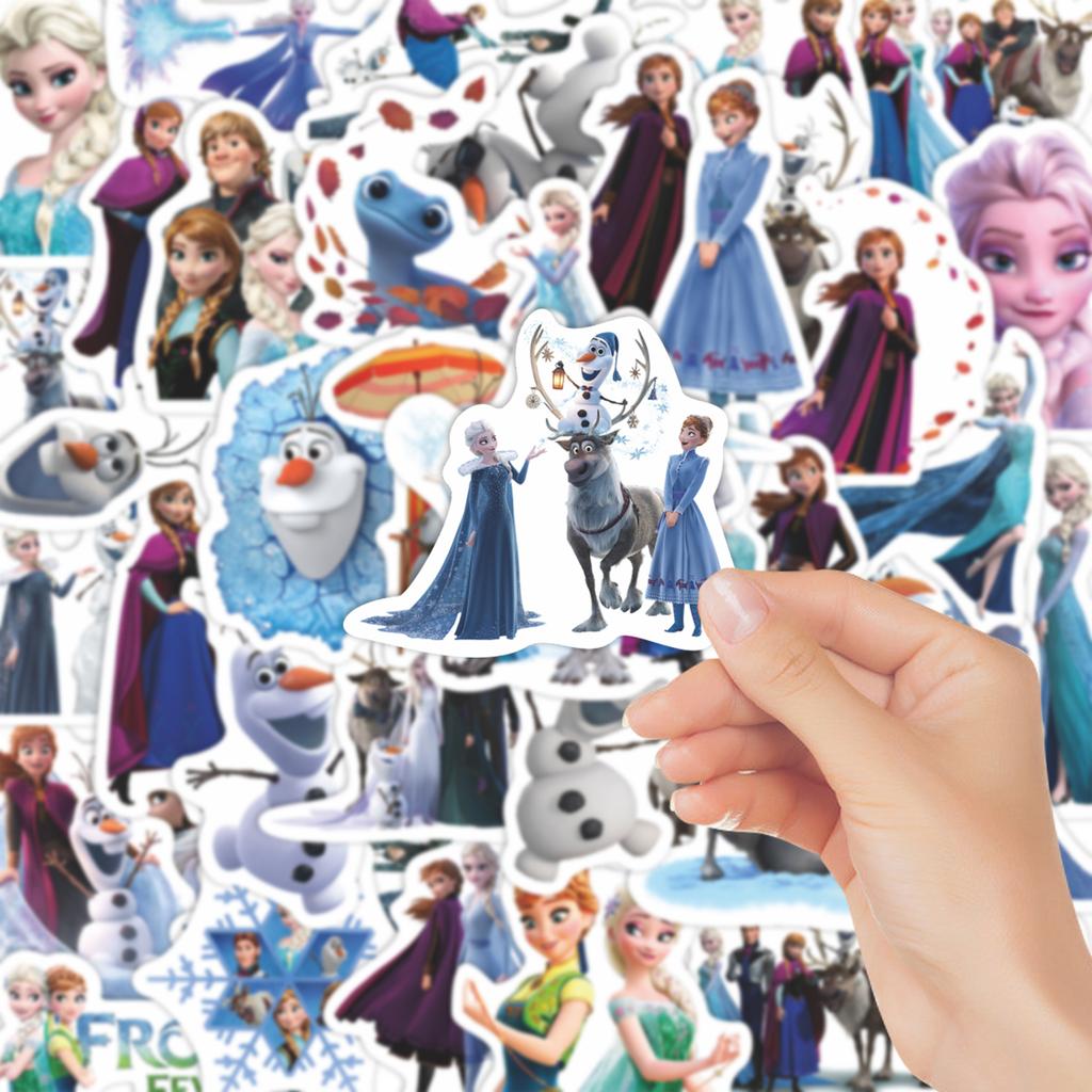 55PCS Cartoon Disney Frozen Graffiti Sticker DIY Decoration PVC Waterproof Skateboard Notebook Graffiti Toy