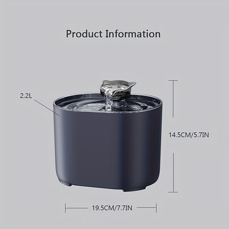 Фонтан для домашних животных объемом 2,2 л с питанием от USB для кошек и собак — тихий, низкое напряжение, батарея не требуется — увлажнение и здоровье ваших питомцев