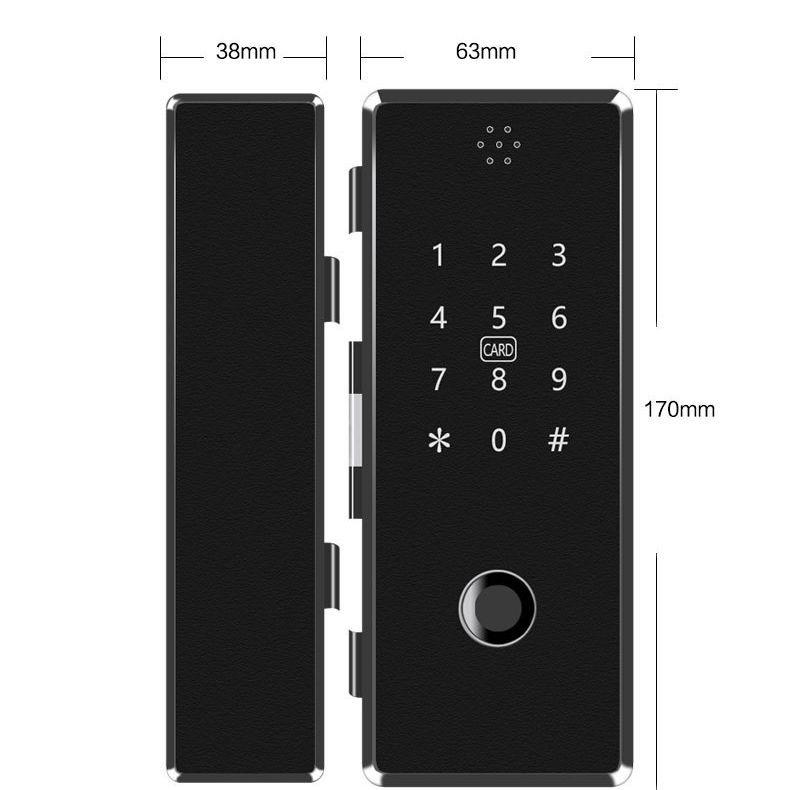Умный замок для стеклянной двери без удара: Дистанционно управляемый замок со сканером отпечатков пальцев для одно- и двухдверных дверей