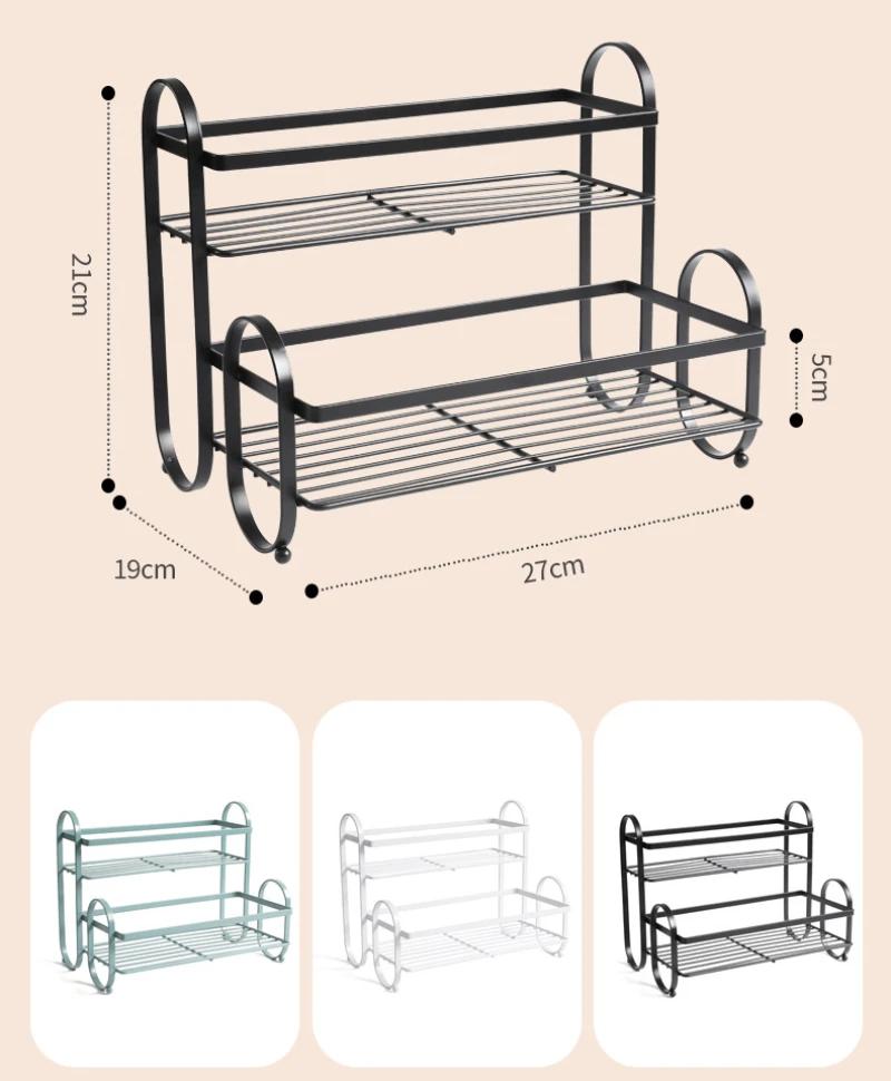 Металлическая кухонная полка для специй, держатель для бутылочек с приправами, двухъярусная полка для органайзера для приправ, полка для сушки посуды, кухонная стойка
