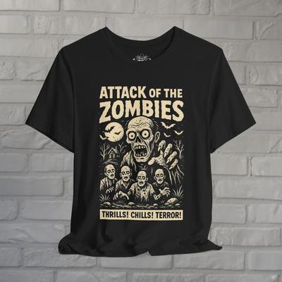 Zombie T-Shirt Attack Of The Zombies Tee Comic Style Graphic Shirt Black Tee Retro Horror Style Undead Tee Gift For Horror Fan