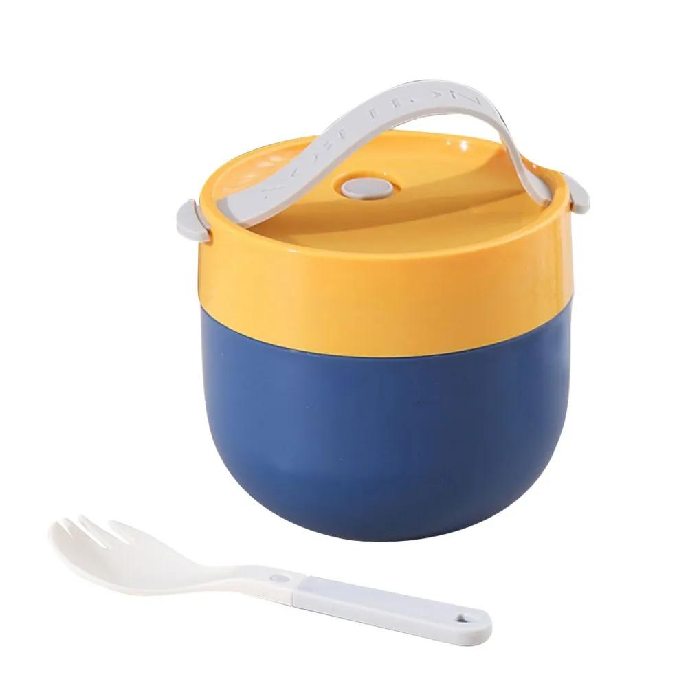 Portable Soup Cup Lunch Box Stainless Steel/Plastic Thermos Mug Food Container Thermal Cup Vacuum Bento Box With Spoon For Kids