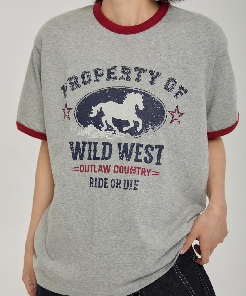 Футболка с воротником-стойкой Awosijeu Wild West - Серая