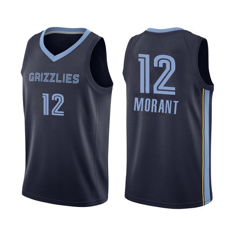 High Quality NBA Grizzlies 12 Morant Embroidered Basketball Shirt