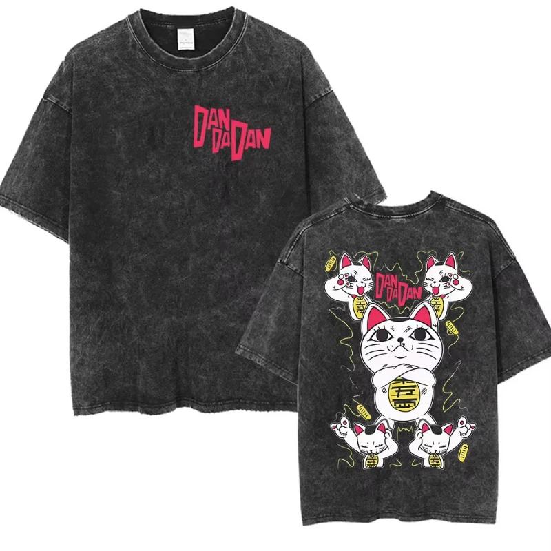 Hot Sale Anime Dandadan Okarun DanDaDan Graphic Print T-shirt Men Women Vintage Washed Fashion Loose Casual Oversized Short Sleeve Summer New Tee