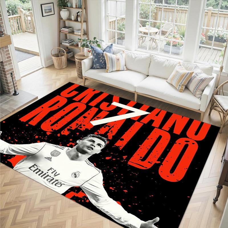Cristiano Ronaldo Design Crystal Velvet Carpet Cozy Non?Slip Printed Rug For Bedroom Living Room Entrance