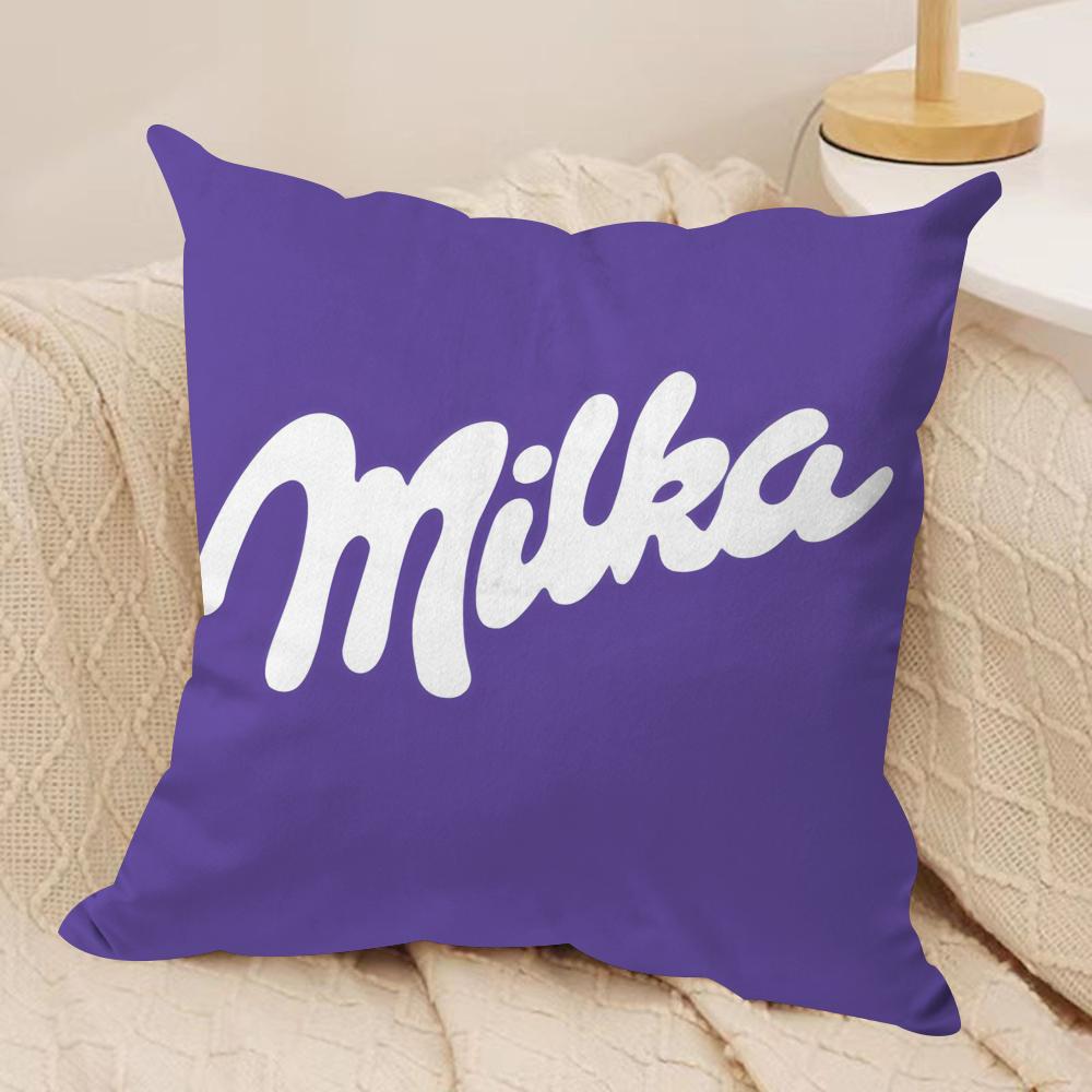 Funny mMilka Purple Cushion Cover Short plush Doublesided Print Square Throw Pillow Covers Sofa Home Cushion Decor