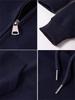 Women's Navy Blue Sporty Zipper Sweatshirt - American Style, Early Autumn 2025