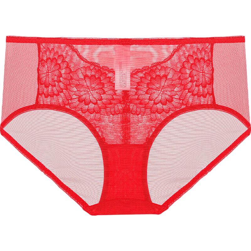 Aimer Women's Red Lace Mid-Waist Panties