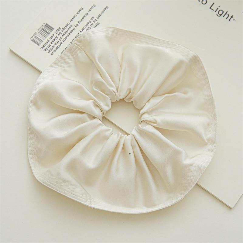Oversized Solid Color Scrunchies Korean Satin Large Elastic Hairbands Hair Rings Rubber Band For Women Ponytail Hair Accessories