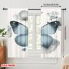 2pc,2D plane printing Light Filtering Curtains Blue Butterfly Bliss Durable Polyester (without rod) Holiday for Bedroom Office