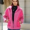 Women‘s Jacket Autumn Winter Coat with Zipper Solid Warm Outweater Plush Faux Coats Female Coat