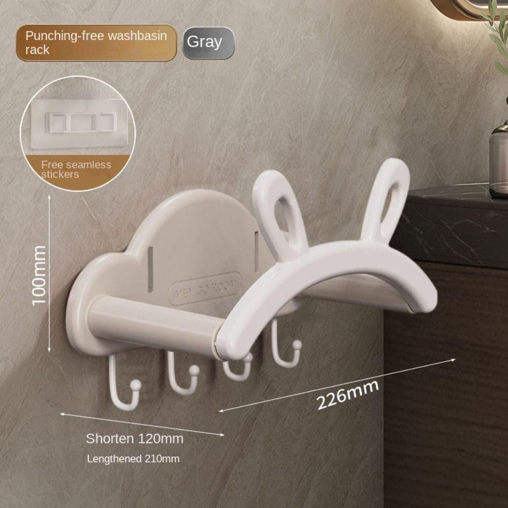 Rabbit Ears Storage Shelf Telescopic Storage Rack New Washbasin Hook Bathroom