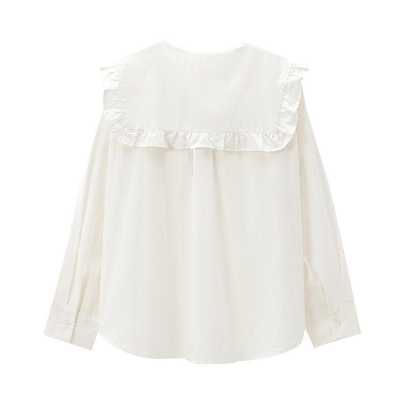 Fashion Style 2024 Autumn New Women's Clothing Stylish Cotton Small Round Lapel Long Sleeve Shirt 4786263