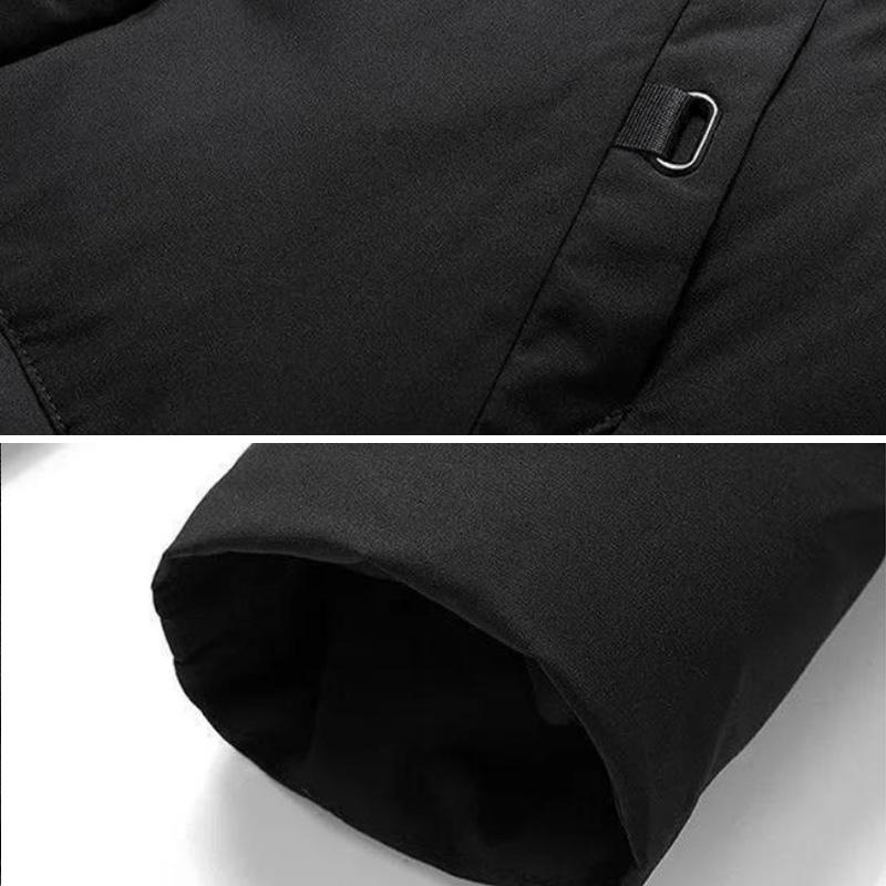 Мужская пуховая куртка с капюшоном средней длины, зимняя толстая теплая хлопковая куртка, мужские повседневные верхние однотонные пальто, которые можно носить в северном стиле