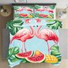 Комплекты постельного белья «Фламинго Тропики», Пододеяльник из микрофибры с принтом пальмовых цветов и растений, Пододеяльники с принтом листьев и растений на молнии и наволочки