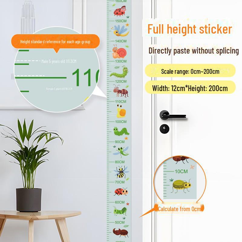 Детская комната 2 м самоклеящиеся наклейки для измерения роста - мультяшный дизайн для измерения роста ребенка и украшения стен