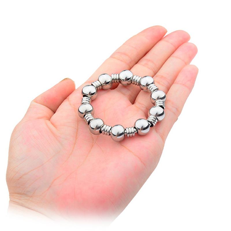 Новые 10 бусин из нержавеющей стали, кольцо на член, металлический пенис, секс-игрушки, товары для взрослых, мужчин, геев, мужское стопорное кольцо, удлинение яичек