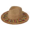 Этнический стиль Радужная шляпа из соломы с бахромой Женское лицо Маленькая Пляжная Шляпа с большими полями Шляпа для отпуска Дышащая Шляпа-цилиндр Летняя шляпа от солнца