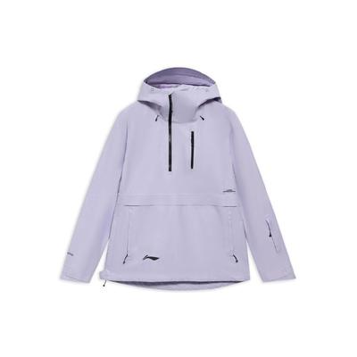 Li Ning Ski Series Half-Zip Loose Hooded Ski Jacket Women Jackets Purple AHXR060-1