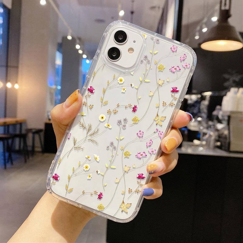Цветочный чехол для iPhone 17 Pro Чехол iPhone 14 15 13 11 12 16 Pro Max Air 7 8 Plus XR SE Мягкий силиконовый прозрачный чехол
