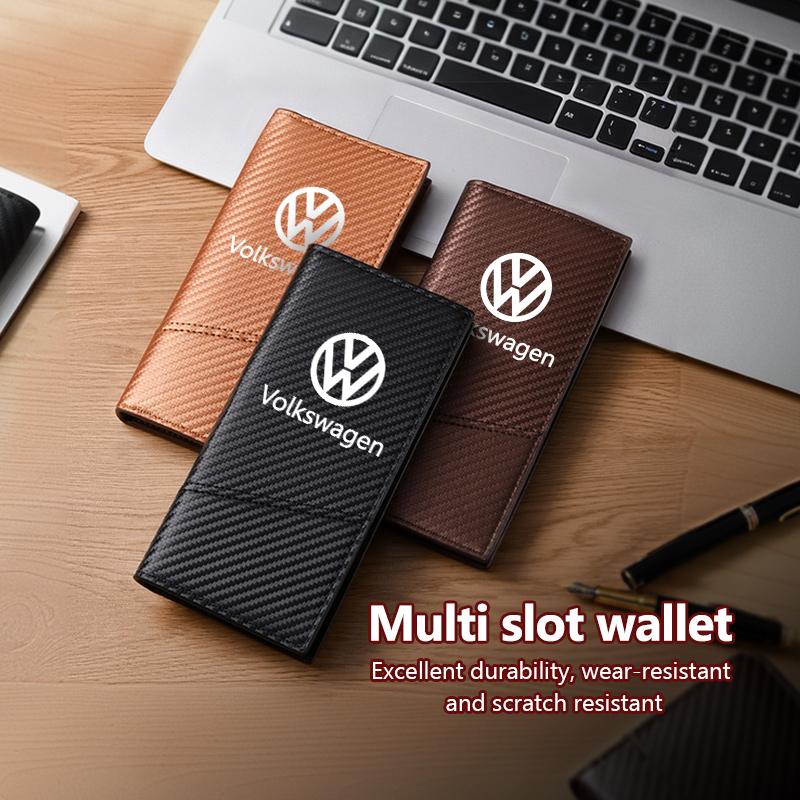 VFHJQ1 For Volkswagen VW Men's Carbon Fiber Wallet Large Capacity Car Card Holder Organizer Scirocco Jetta Beetle Golf 4 5 6 Passat
