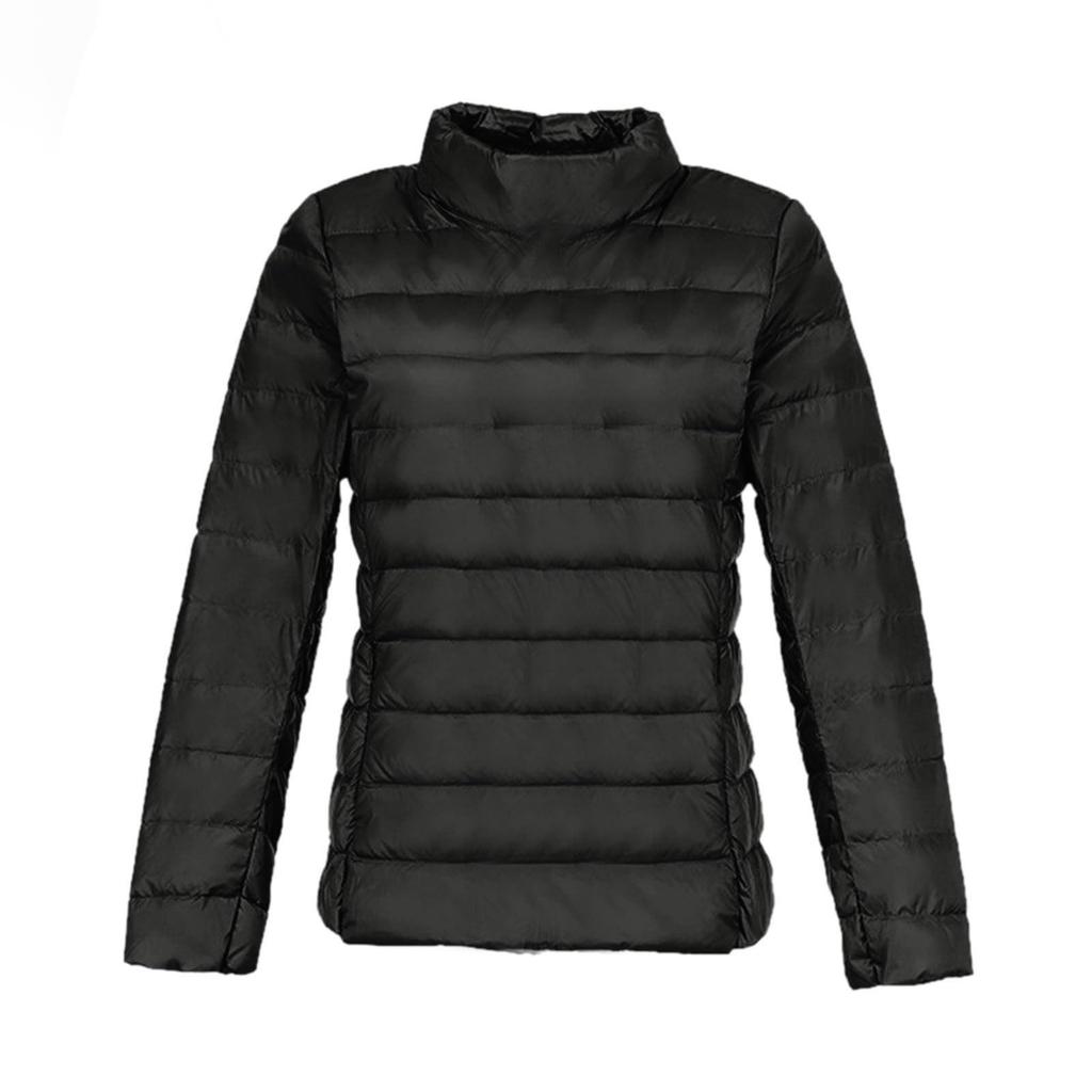 Женский повседневный модный легкий пуховик, однотонный, круглый вырез, длинный рукав, короткая куртка