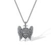 Opk Jewelry Vintage Titanium Steel Michael Sword Shield Pendant Angel Wings Cross Necklace