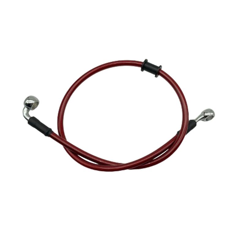 300mm-2200mm 28 & 90 Degree Motorcycle Dirt Bike Hydraulic Steel Brake Hose Line Cable M10 Banjo Pipe Line Braided Oil Hose Red