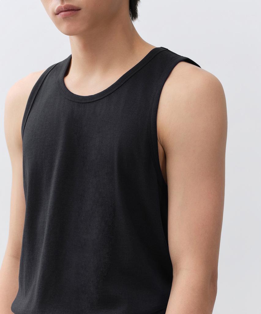 MUSINSA STANDARD Cr Scoop Neck Sleeveless Top [Black]