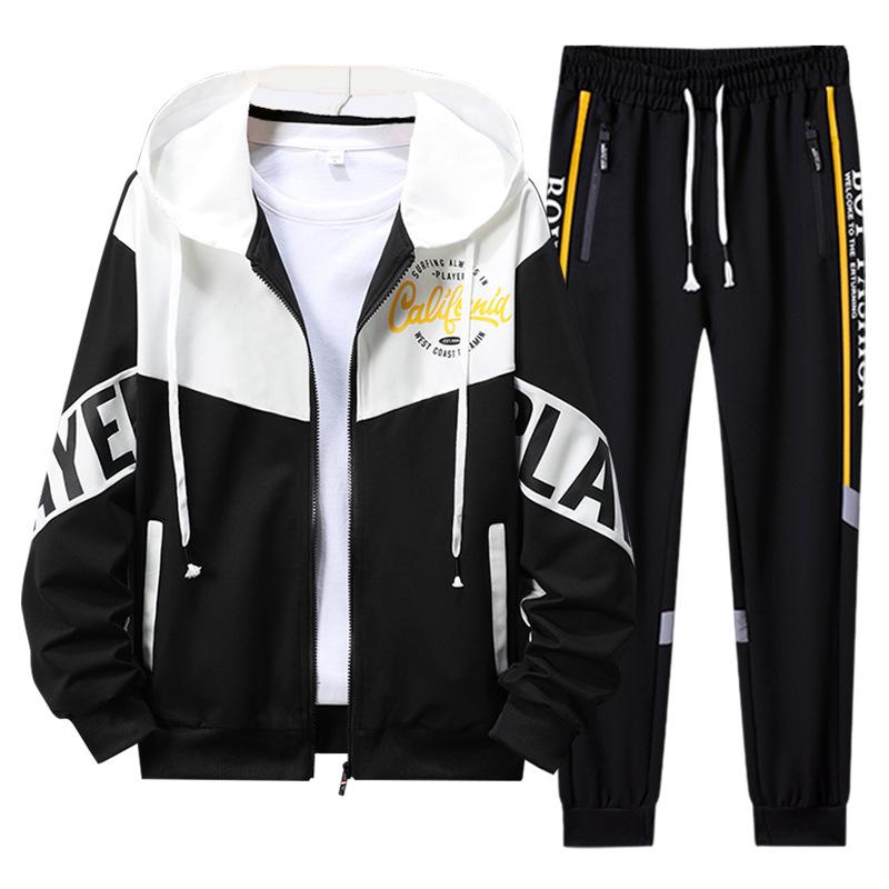 Sports Suit Men's Fashion Trend Handsome Youth Hooded Sweatshirt Sweatpants Two-piece Set