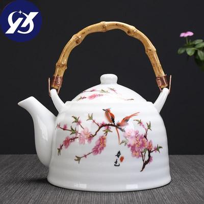 Керамический чайник большой емкости с ручкой и фильтром, фарфоровый чайник для ресторана