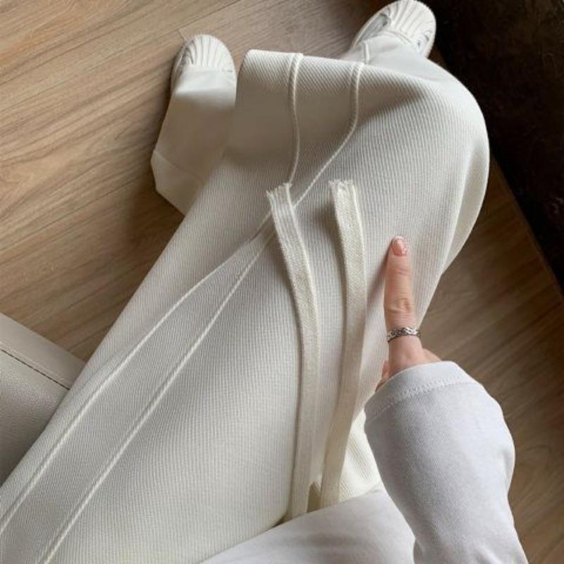 Простые спортивные брюки для женщин на весну и осень, с высокой посадкой, драпирующиеся, свободные, прямые, повседневные спортивные штаны, широкие брюки-бананы