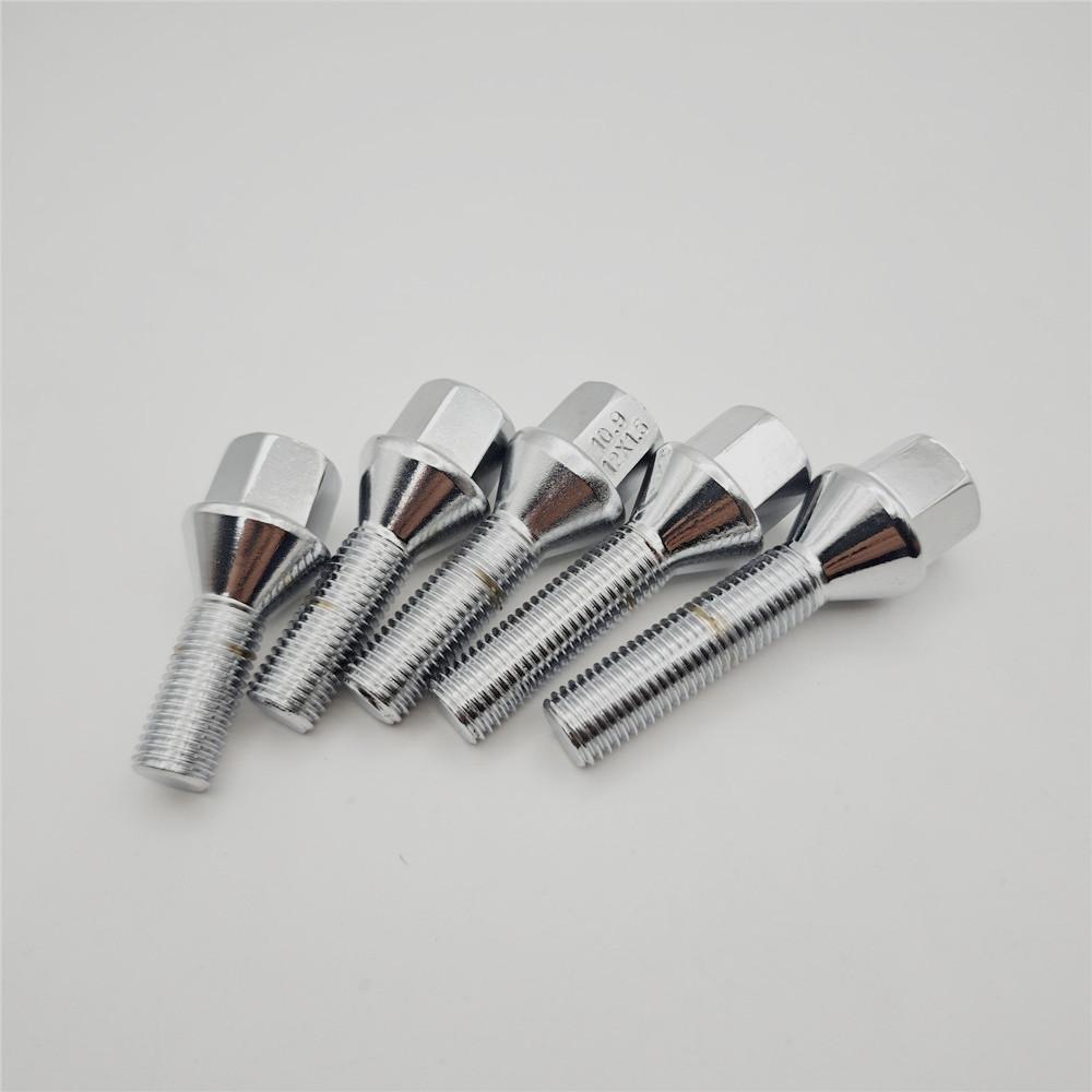 4PCS Alloy Wheel Bolts Nuts Lugs M12 X 1.5, 17mm Hex, Cone Taper Seat For Dacia Fiat Lotus Maserati Nissan Renault Mini Suzuki